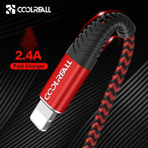 Coolreall USB Cable for iPhone 11 pro max Xr X 8 7 6 plus 6s 5 s plus iPad 2.4A Fast Charging Cable Cord Mobile Phone Data Cable