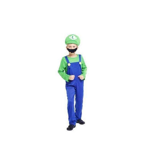 Oiko Store  Cosplay Adults and Kids Super Mario Bros Cosplay Dance Costume Set Children Halloween Party MARIO & LUIGI Costume for Kids Gifts