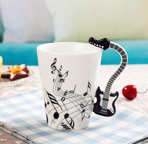 Creative Music Violin Style Guitar Ceramic Mug Coffee Tea Milk Stave Cups with Handle Coffee Mug Novelty Gifts