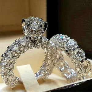 Crystal Female Zircon Wedding Ring Set Fashion 925 Silver Bridal Sets Jewelry Promise Love Engagement Rings For Women