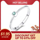 CZCITY Genuine 925 Sterling Silver VVS Green Topaz Wedding Rings for Women Minimalist Thin Circle Gem Rings Jewelry Carving S925