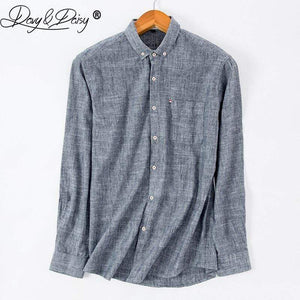 DAVYDAISY 2019 High Quality Men Shirt Long Sleeve Cotton And Linen Turn-Down Collar Dress Solid Casual Shirt Men Camisas DS-240