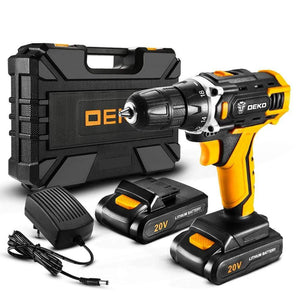 DEKO New Sharker 20V Cordless Drill Electric Screwdriver Mini Wireless Power Driver DC Lithium-Ion Battery 3/8-Inch 2 Speed