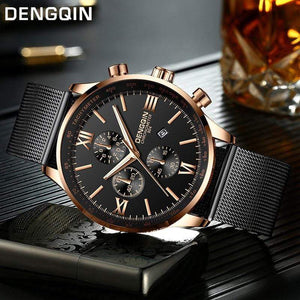 DENGQIN Men's Wrist Watch Stainless Steel Casual Quartz Analog Date Watch Man watches mens 2019 men wristwatch clock