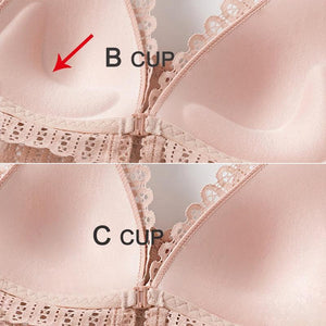 DERUILADY Sexy Lace Wireless Front Closure Bras For Women Sexy Lingerie Comfort Push Up Bra Adjusted Plus Size Backless Bralette