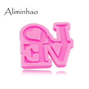 DY0284 Shiny Love letter form Silicone Molds DIY epoxy resin molds Keychain silicone mold craft for Key ring decoration (DY0284 Pink)