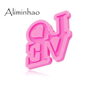 DY0284 Shiny Love letter form Silicone Molds DIY epoxy resin molds Keychain silicone mold craft for Key ring decoration (DY0284 Pink)