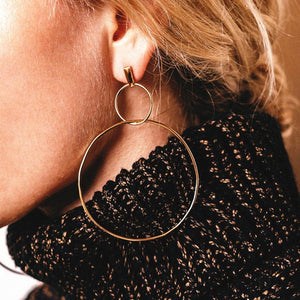 Simple fashion gold color Silver plated geometric big round earrings for women fashion big hollow drop earrings jewelry