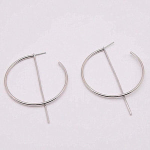 Simple fashion gold color Silver plated geometric big round earrings for women fashion big hollow drop earrings jewelry