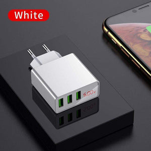 LED Display EU  3 Port USB Charger 3A Mobile Phone USB Charger Fast Charging Wall Charger For iPhone 11 Samsung Xiaomi Huawei