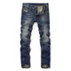 Famous Balplein Brand Fashion Designer Jeans Men Straight Dark Blue Color Printed Mens Jeans Ripped Jeans,100% Cotton