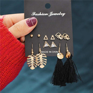 Fashion Tassel Drop Earrings For Women New Boucle doreille Femme Crystal Metal Pearl Dangle Earring Set 2020 Bohemian Jewelry