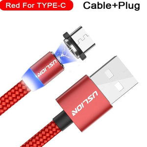 USLION Magnetic Micro USB Cable Fast Charging USB Type C Cable Magnet Charger Data Charge Cable Cord For Iphone 7 Samsung Xiaomi