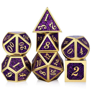 Glitter DnD Metal Dice RPG MTG Dice Italics Font Dice Include Dice Pouch for Tabletop RPGs