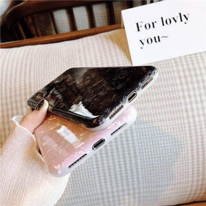 Glossy Marble Case For iphone 6 7 8 Plus 11 Pro X XS Max XR Bling Shell Epoxy Silicon Glitter Soft TPU Cover For iPhone 7 11 pro