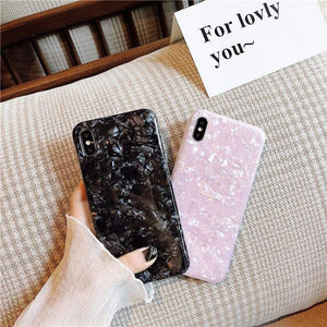 Glossy Marble Case For iphone 6 7 8 Plus 11 Pro X XS Max XR Bling Shell Epoxy Silicon Glitter Soft TPU Cover For iPhone 7 11 pro