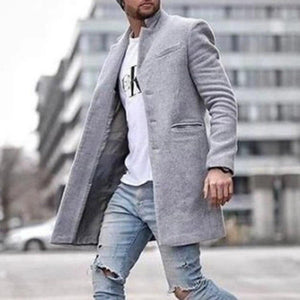 Autumn Fashion Thin Wool Coat Men Plus Size Spring 2020 Outwear Black Warm Men's Long Blazer Coats Office Overcoat Coats 4XL