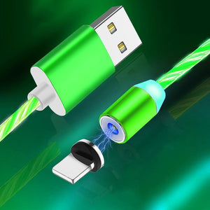 Magnetic Flowing Light LED Micro USB Cable For Samsung Type-c Charging Charge 8pin for iphone 1M Magnet Charger Type C Cables