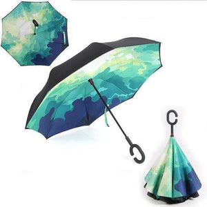 Oiko Store  Green Camouflage Reverse Folding Umbrella