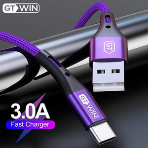 GTWIN 3M USB Type C Cable For iPad Pro Samsung A50 USB C Mobile Phone Charger Fast Charging Type C Cable for Huawei P30 Xiaomi