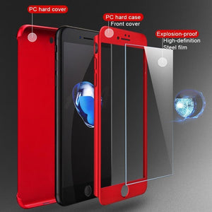 H&A Luxury 360 Full Cover Phone Case For iPhone 7 8 6 6s Plus 5 5s SE Protective Cover For iPhone X XR XS Max Case With Glass