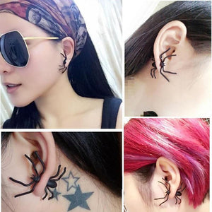 Oiko Store  Halloween Decoration 1Piece 3D Creepy Black Spider Ear Stud Earrings for Haloween Party DIY Decoration Home Decor