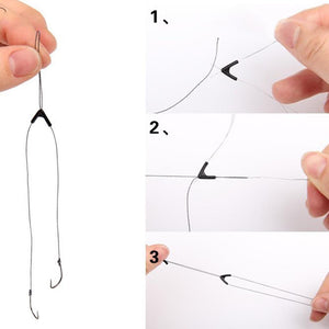 Oiko Store  Hot 50pcs Double hooks contactor device fishing line space bifurcation eight type space bean line swivel tying tool