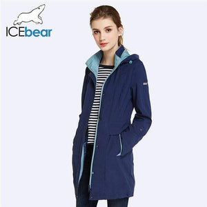 ICEbear 2019 Womens Coat High Quality  Fall  Long Trench Coat For Women Windbreaker Hat Detachable 17G116D