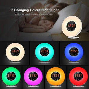 Inlife Wake-Up Light Alarm Clocks With FM Radio Time Display Touch Mode LED Time Display Snooze Function Night Light RGB Color