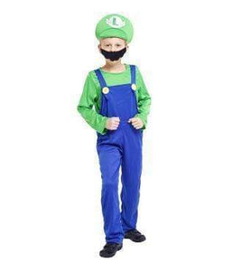 Oiko Store  Kid Luigi / S / Super Mario Bros. Cosplay Adults and Kids Super Mario Bros Cosplay Dance Costume Set Children Halloween Party MARIO & LUIGI Costume for Kids Gifts