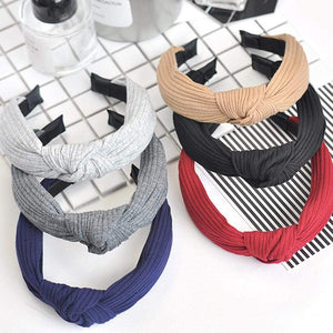 Knot Cross Tie Solid 1 PC Fashion Hair Band Hairband Knitted rib Girls Bow Hoop Hair Accessories Velvet Twist Headband