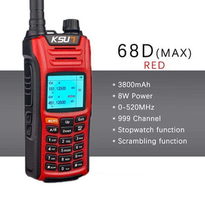 KSUN KS-XKB Walkie Talkie 6W High Power Dual Band Handheld Two Way Ham Radio Communicator HF Transceiver Amateur Handy