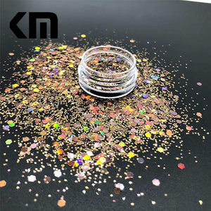 KM GLITTER Top Popular Best Sales Chunky Mixed Fairy Face Body Craft Rose Sequins Manicure Rose Gold Glitter for Nail Decoration