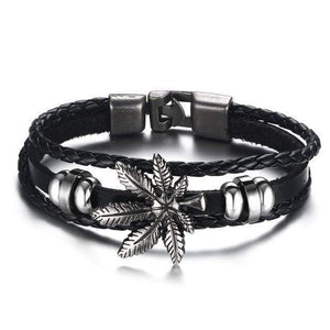 Oiko Store  Leaf / China Vnox Lucky Vintage Men's Leather Bracelet Playing Cards Raja Vegas Charm Multilayer Braided Women Pulseira Masculina 7.87"
