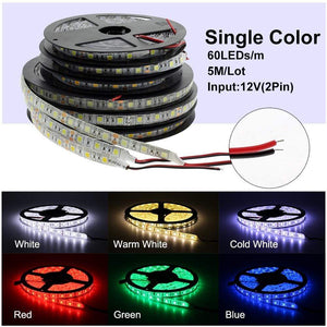 LED Strip 5050 DC12V 60LEDs/m Flexible LED Light RGB RGBW 5050 LED Strip 300LEDs 5m/lot