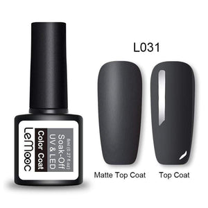 LEMOOC 8ml Matte Top Coat Color UV Gel Nail Polish Gray Series Semi Permanent Soak Off UV Gel Varnish DIY Nail Art Gel Paint