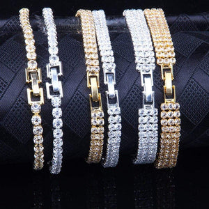 Liuyuwei Fashion Cubic Zirconia Tennis Bracelet & Bangle Gold Silver Color Charm Bracelet For Women Bridal Wedding Party Jewelry