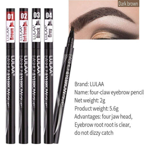 LULAA Waterproof Natural Eyebrow Pen Four-claw Eye Brow Tint Makeup Four Colors Eyebrow Pencil Brown Black Grey Brush Cosmetics