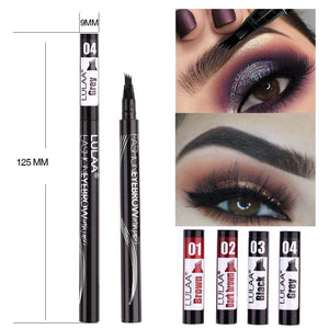 LULAA Waterproof Natural Eyebrow Pen Four-claw Eye Brow Tint Makeup Four Colors Eyebrow Pencil Brown Black Grey Brush Cosmetics