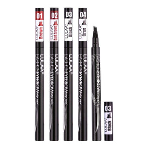 LULAA Waterproof Natural Eyebrow Pen Four-claw Eye Brow Tint Makeup Four Colors Eyebrow Pencil Brown Black Grey Brush Cosmetics