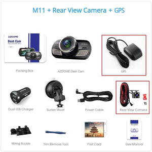 AZDOME M11 Dash Cam 3 inch 2.5D IPS Screen Full HD1080P Car Camera DVR Dual Lens Night Vision 24H Parking Monitor Dashcam GPS