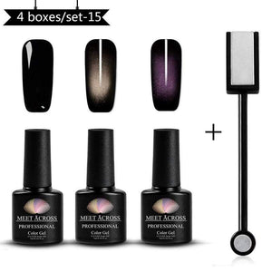 Magnetic 5D Cat Eye UV Gel Nail Polish Magnet Laser Nail Art Varnish Starry Sky Jade Effect Soak Off UV Gel Nail Art Lacquer