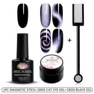 Magnetic 5D Cat Eye UV Gel Nail Polish Magnet Laser Nail Art Varnish Starry Sky Jade Effect Soak Off UV Gel Nail Art Lacquer