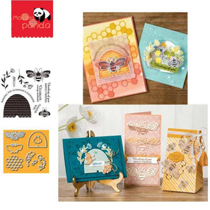 MP078 HONEY BEE Metal Cutting Dies and Stamps Stencil DIY Scrapbooking Album Stamp Paper Card Embossing Craft Decor