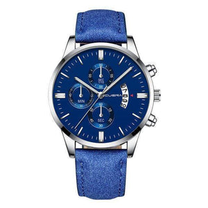 Oiko Store  N New 2019 Fashion Men's Date Leather Sport Quartz Noctilucent Wrist Watch Stainless Steel