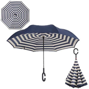 Oiko Store  Naval stripe Reverse Folding Umbrella