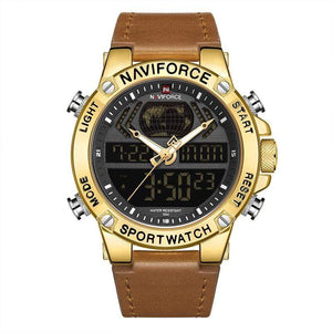 NAVIFORCE Watch Men Top Luxury Brand Leather Waterproof Sports Men’s Watches Quartz Analog Digital Watch Male Relogio Masculino