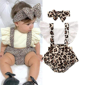 New 2PCS Infant Baby Girl Leopard Romper Bodysuit Jumpsuit Clothes Outfits Summer