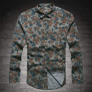 New Fashion Casual Men Shirt Long Sleeve Europe Style Slim Fit Shirt Men High Quality Cotton Floral Shirt S2124