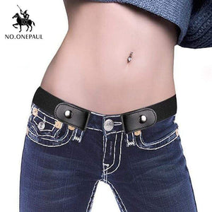 NO.ONEPAUL jeans women's punk style buckle-free belt dress ladies slim sports trend comfortable elastic new no buckle belt